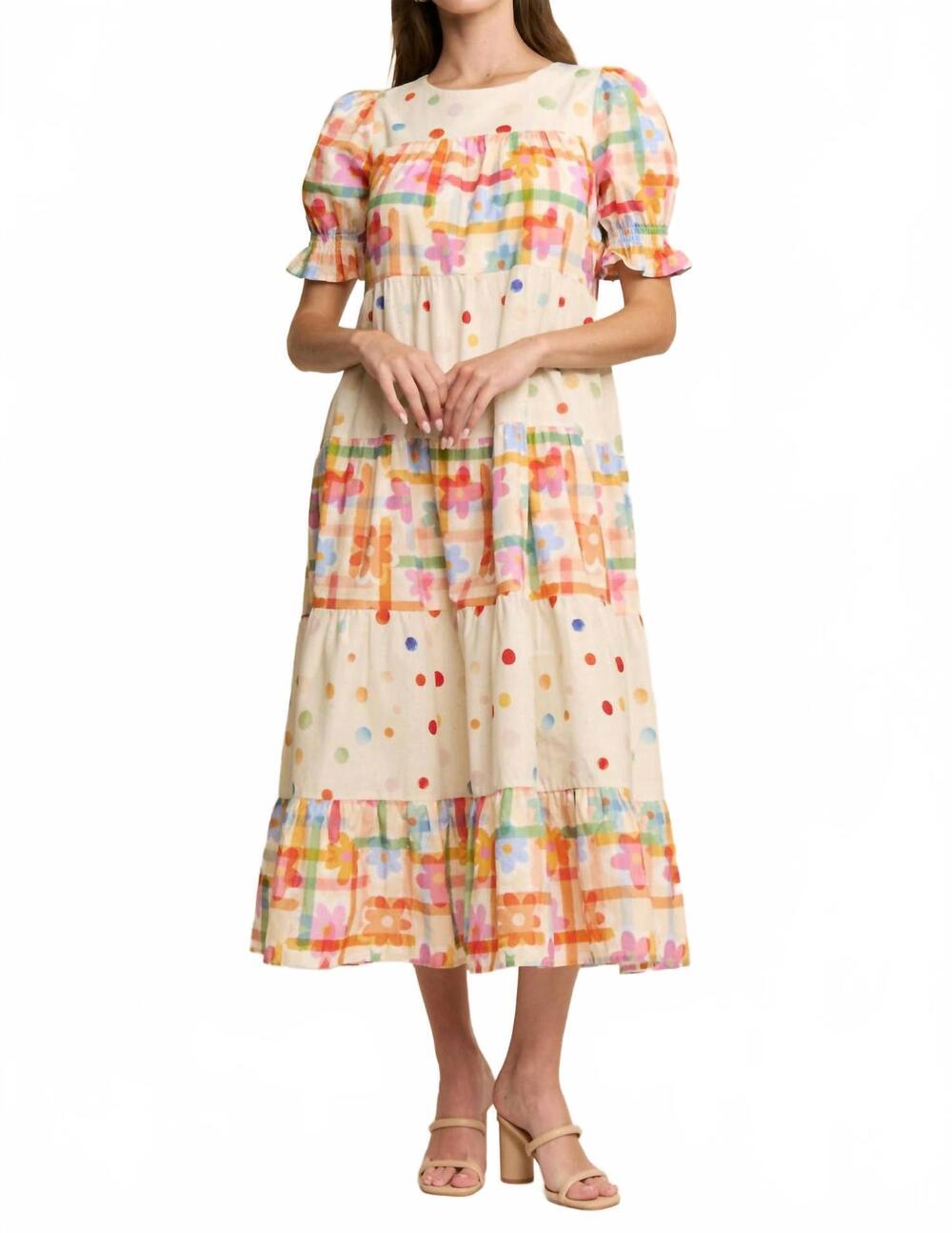 NEW J.NNA amabel summer mixed print dress in multicolor